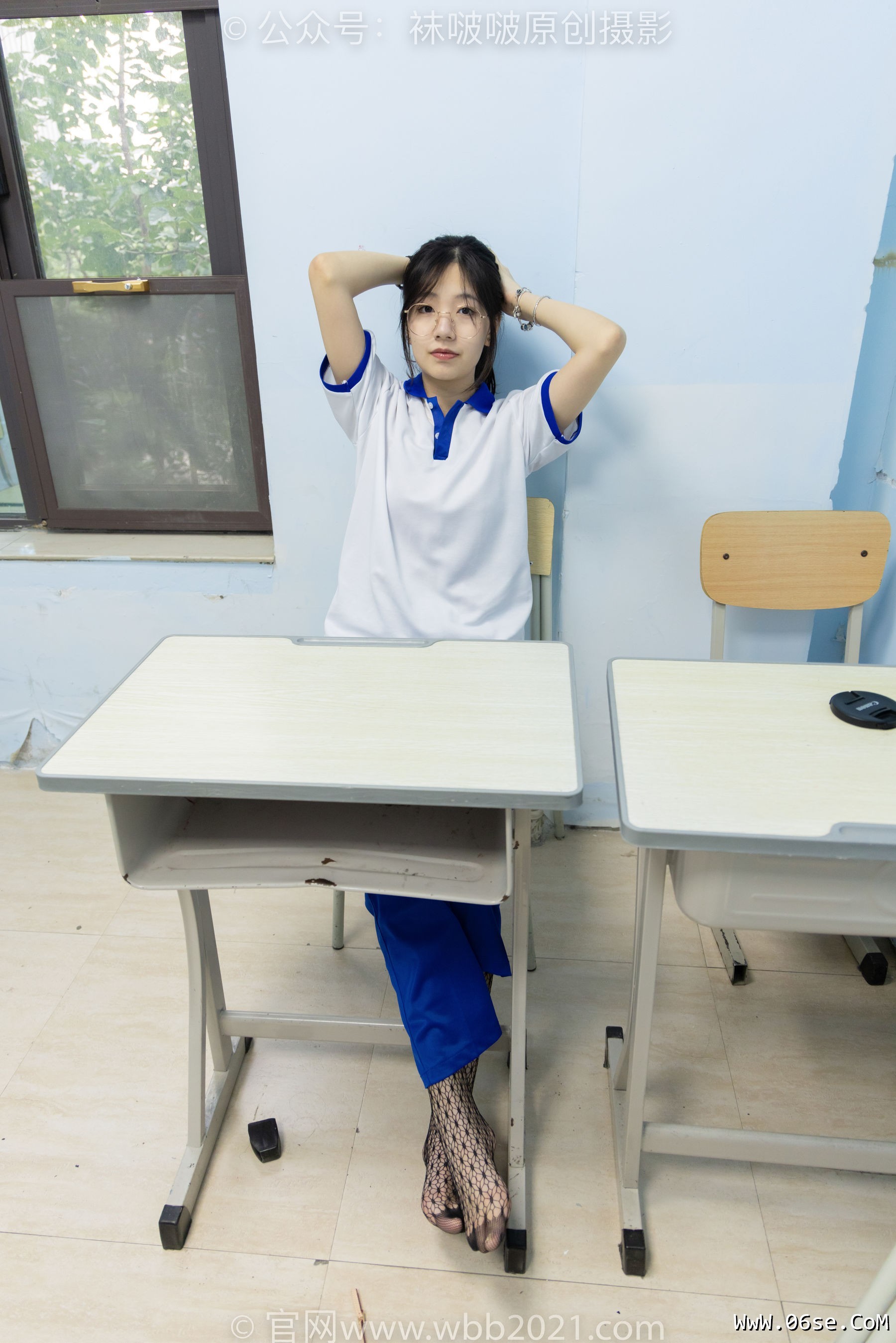 图片[53]-BoBoSocks袜啵啵 No.375 小甜豆 -高跟鞋、黑色蕾丝网袜、校服裤里丝[160P]-六色网