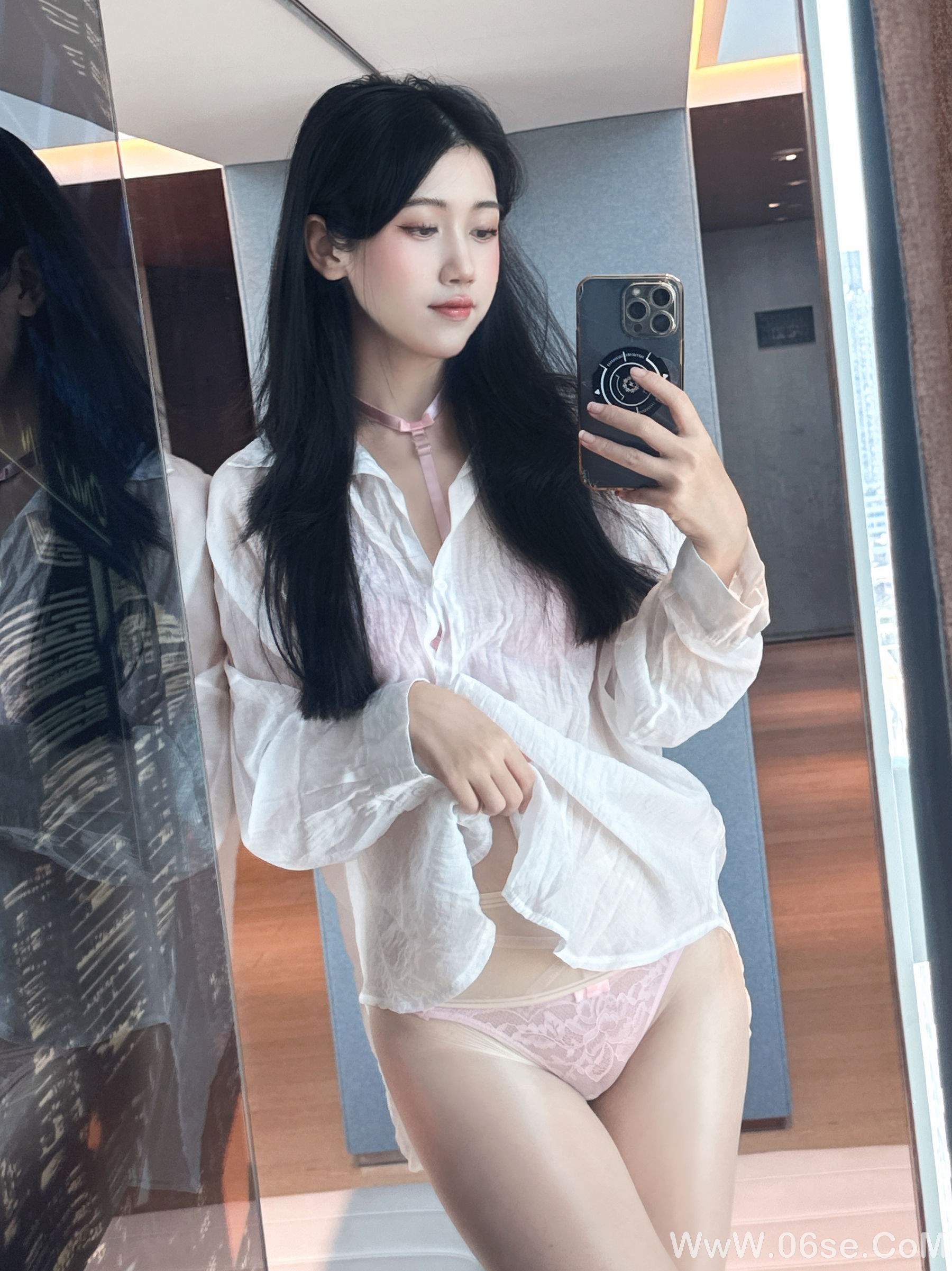 图片[57]-微博人气Coser不呆猫 – 粉色衬衣女友[66P]-六色网