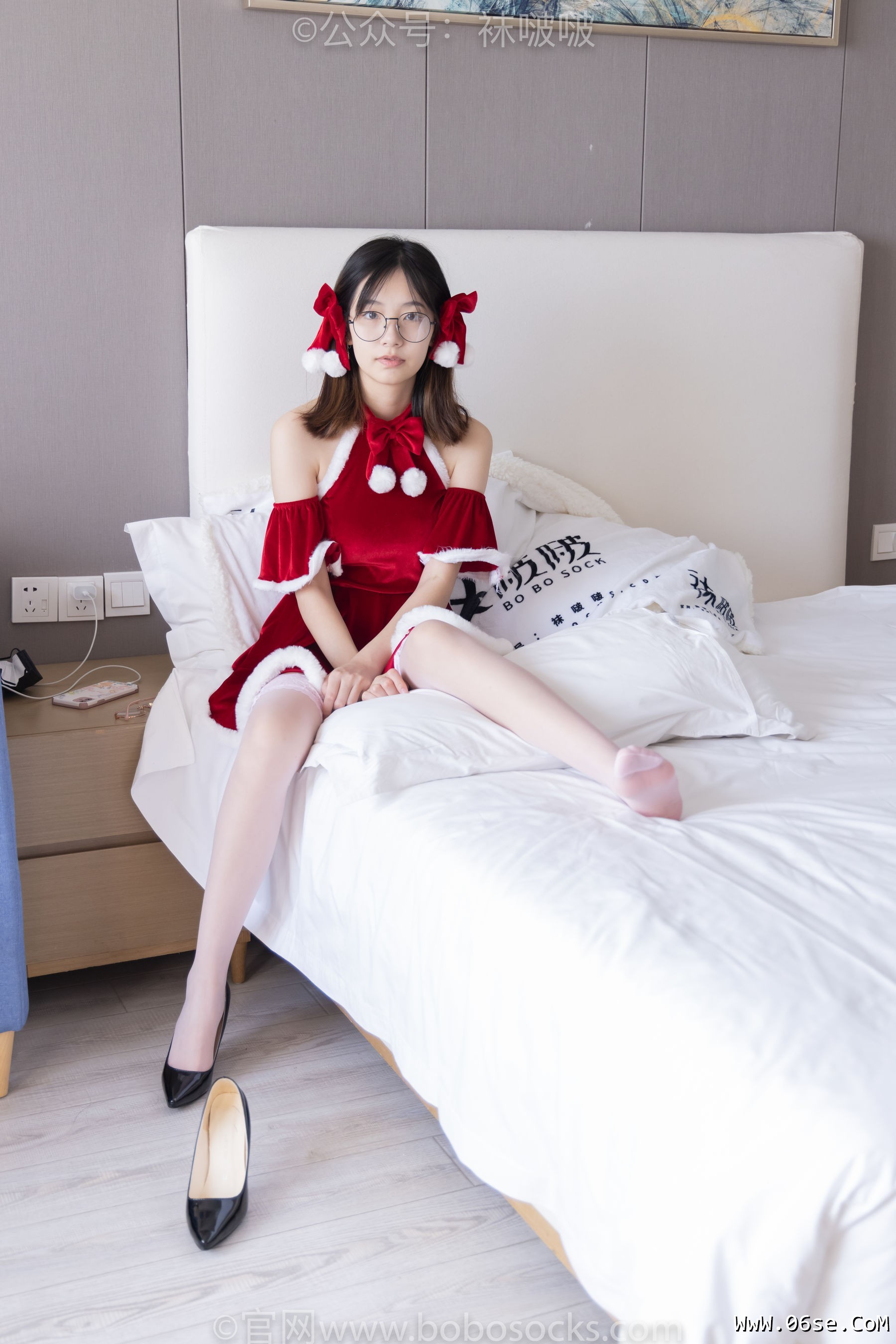 图片[77]-BoBoSocks袜啵啵 No.043 小甜豆-圣诞服、平底鞋、高跟鞋、白色渔网袜[164P]-六色网