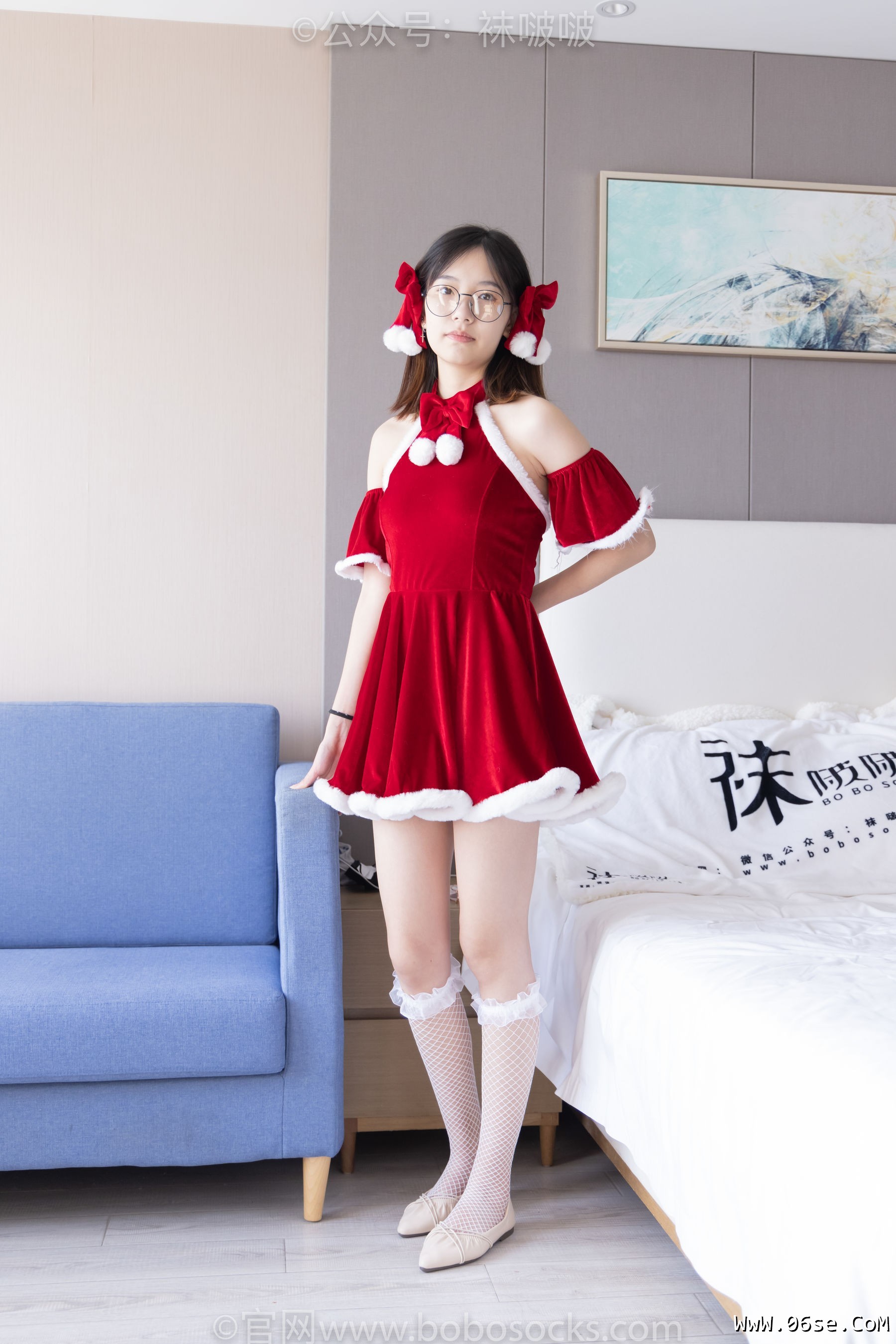 图片[6]-BoBoSocks袜啵啵 No.043 小甜豆-圣诞服、平底鞋、高跟鞋、白色渔网袜[164P]-六色网