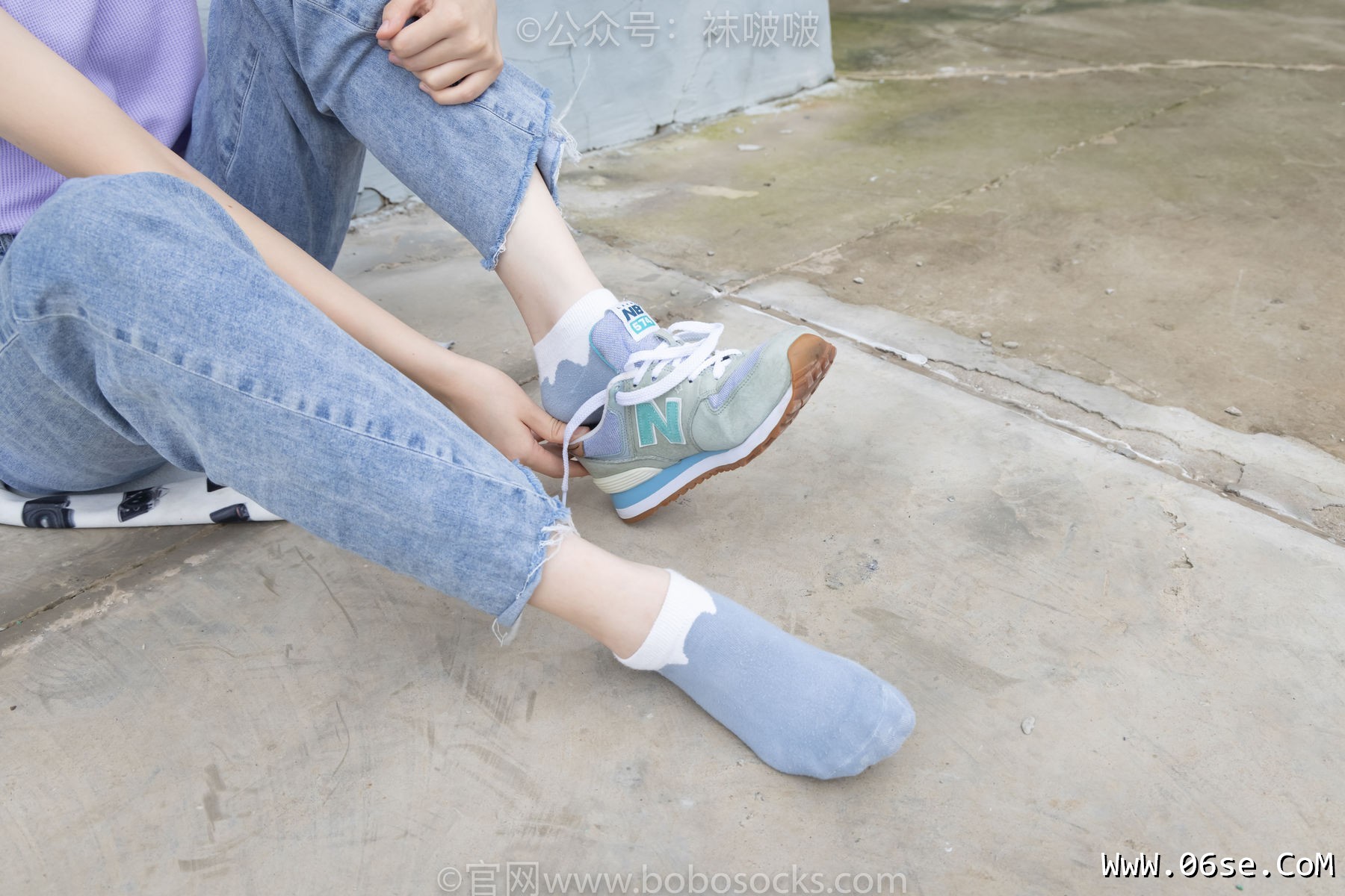 图片[61]-BoBoSocks袜啵啵 No.020 熊熊-NB运动鞋、蓝色短棉袜、裸足[150P]-六色网