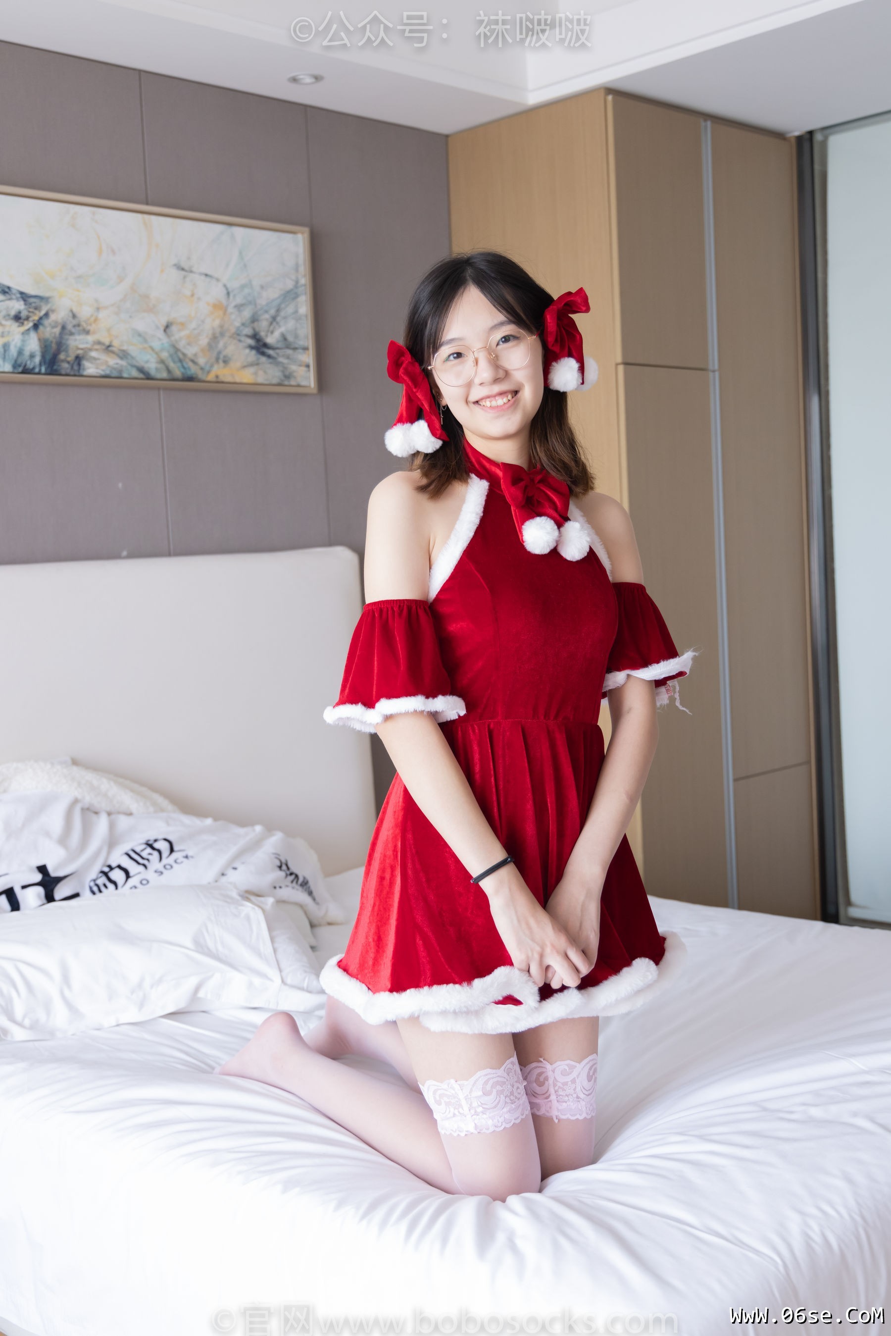 图片[114]-BoBoSocks袜啵啵 No.043 小甜豆-圣诞服、平底鞋、高跟鞋、白色渔网袜[164P]-六色网
