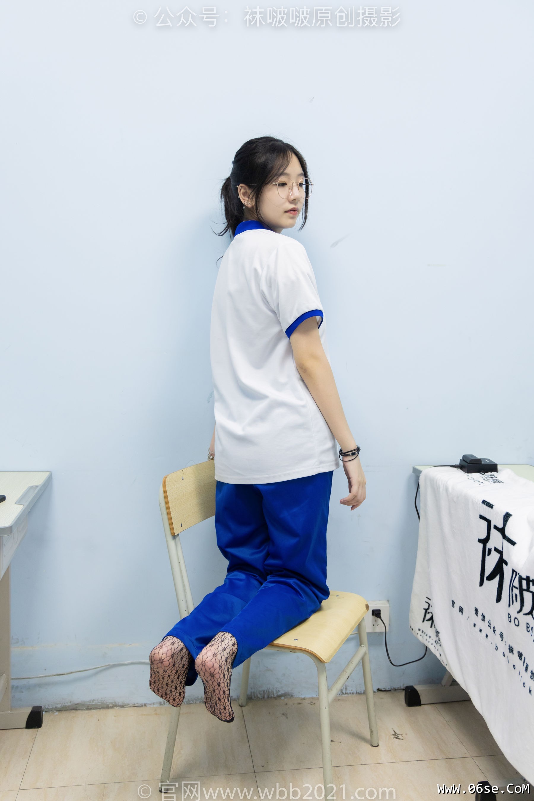 图片[23]-BoBoSocks袜啵啵 No.375 小甜豆 -高跟鞋、黑色蕾丝网袜、校服裤里丝[160P]-六色网