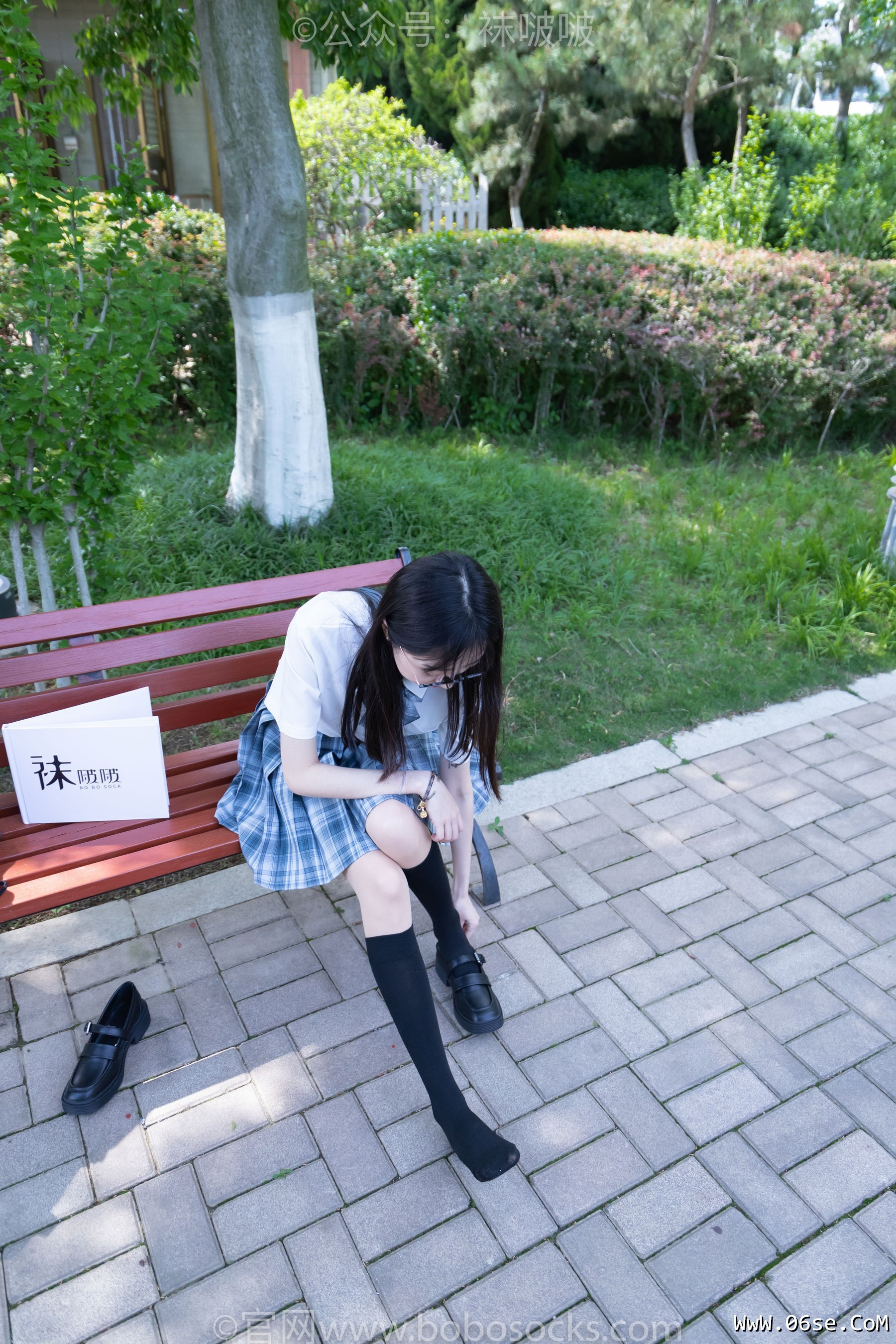 图片[61]-BoBoSocks袜啵啵 No.007 稚予-JK制服、皮鞋、黑色中筒棉袜、肉丝[143P]-六色网