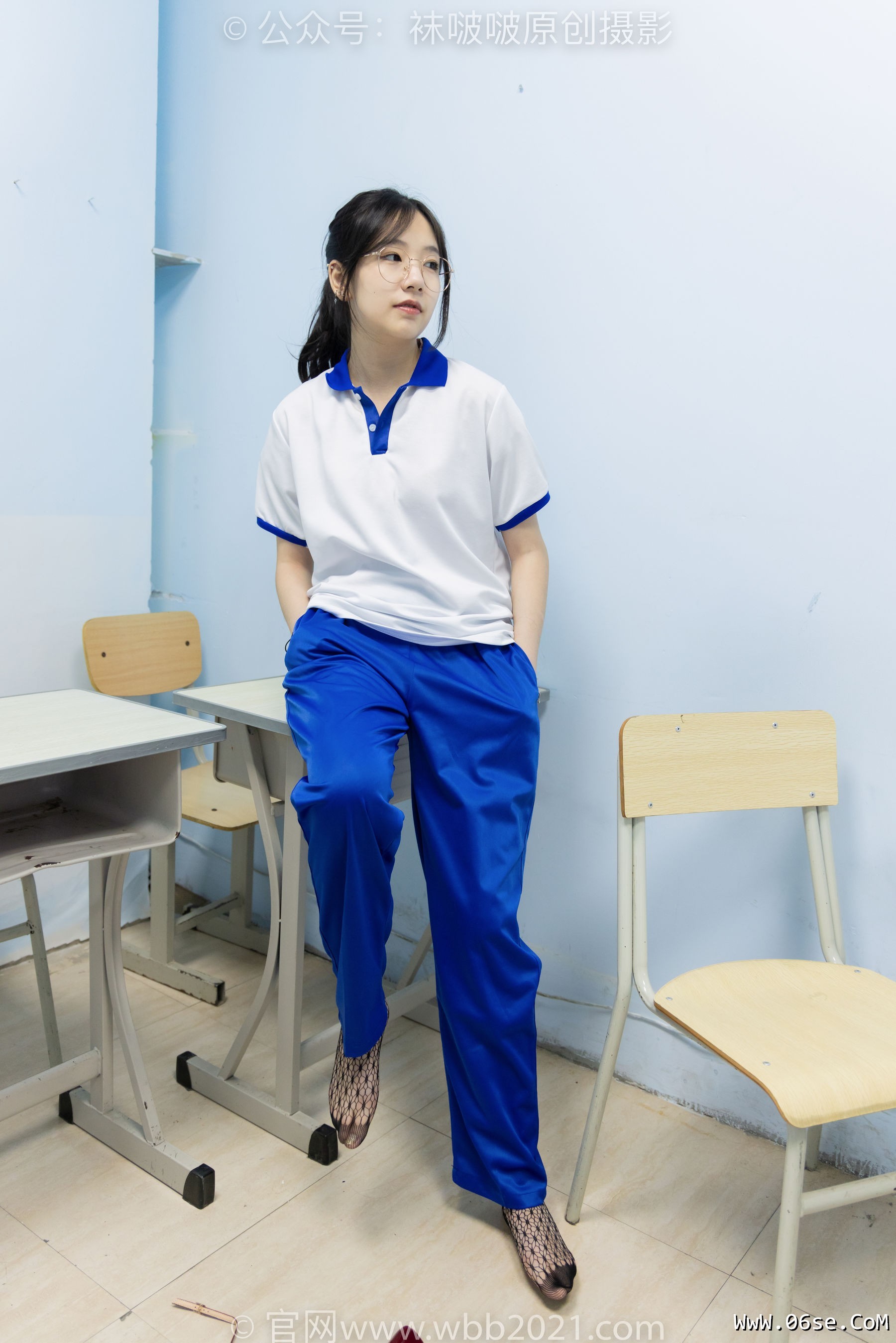 图片[29]-BoBoSocks袜啵啵 No.375 小甜豆 -高跟鞋、黑色蕾丝网袜、校服裤里丝[160P]-六色网