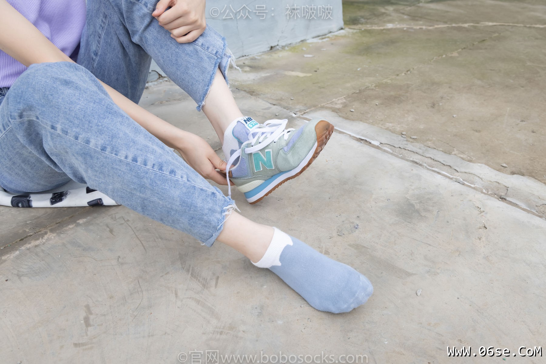图片[60]-BoBoSocks袜啵啵 No.020 熊熊-NB运动鞋、蓝色短棉袜、裸足[150P]-六色网