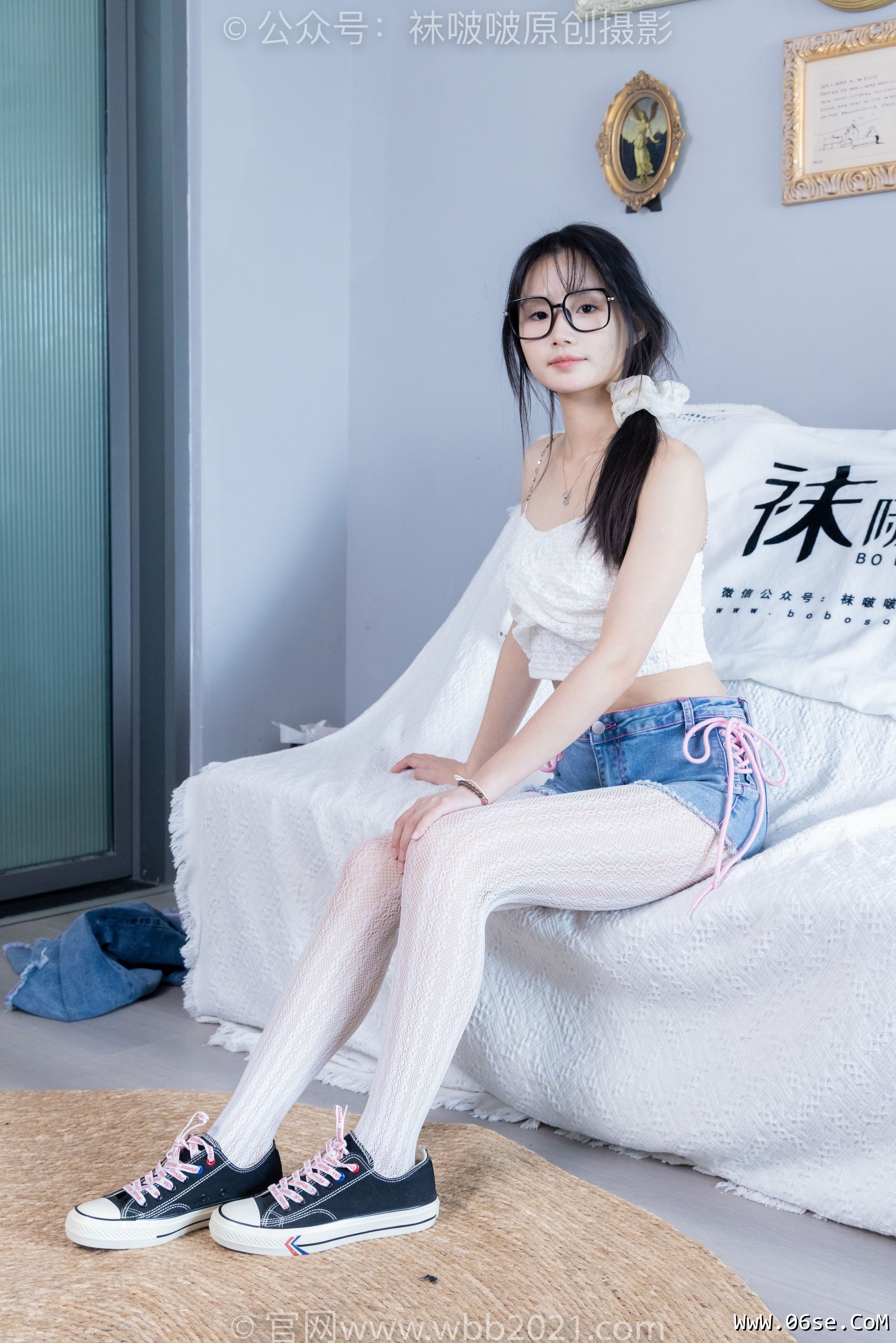 图片[29]-BoBoSocks袜啵啵 No.372 甜甜圈 -板鞋、白色蕾丝袜、可拆卸牛仔裤、裤里丝[140P]-六色网