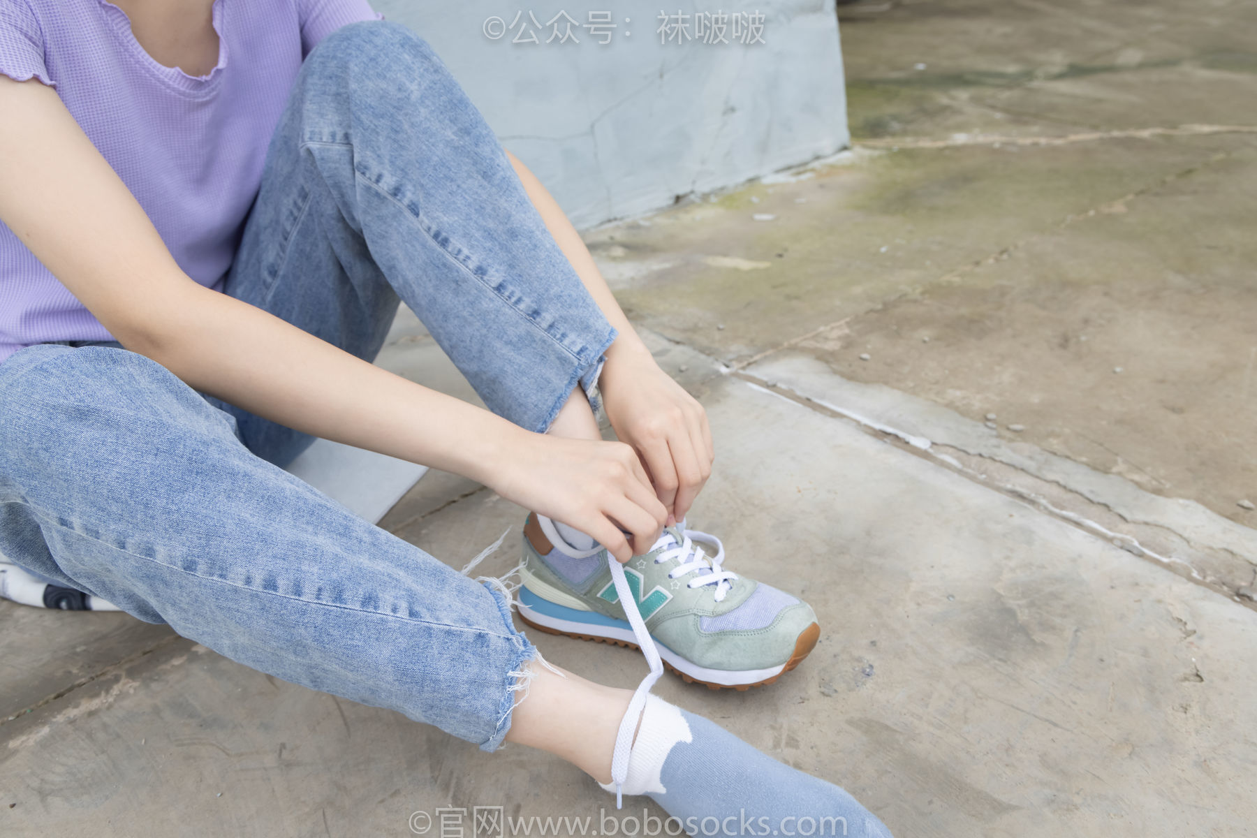 图片[59]-BoBoSocks袜啵啵 No.020 熊熊-NB运动鞋、蓝色短棉袜、裸足[150P]-六色网