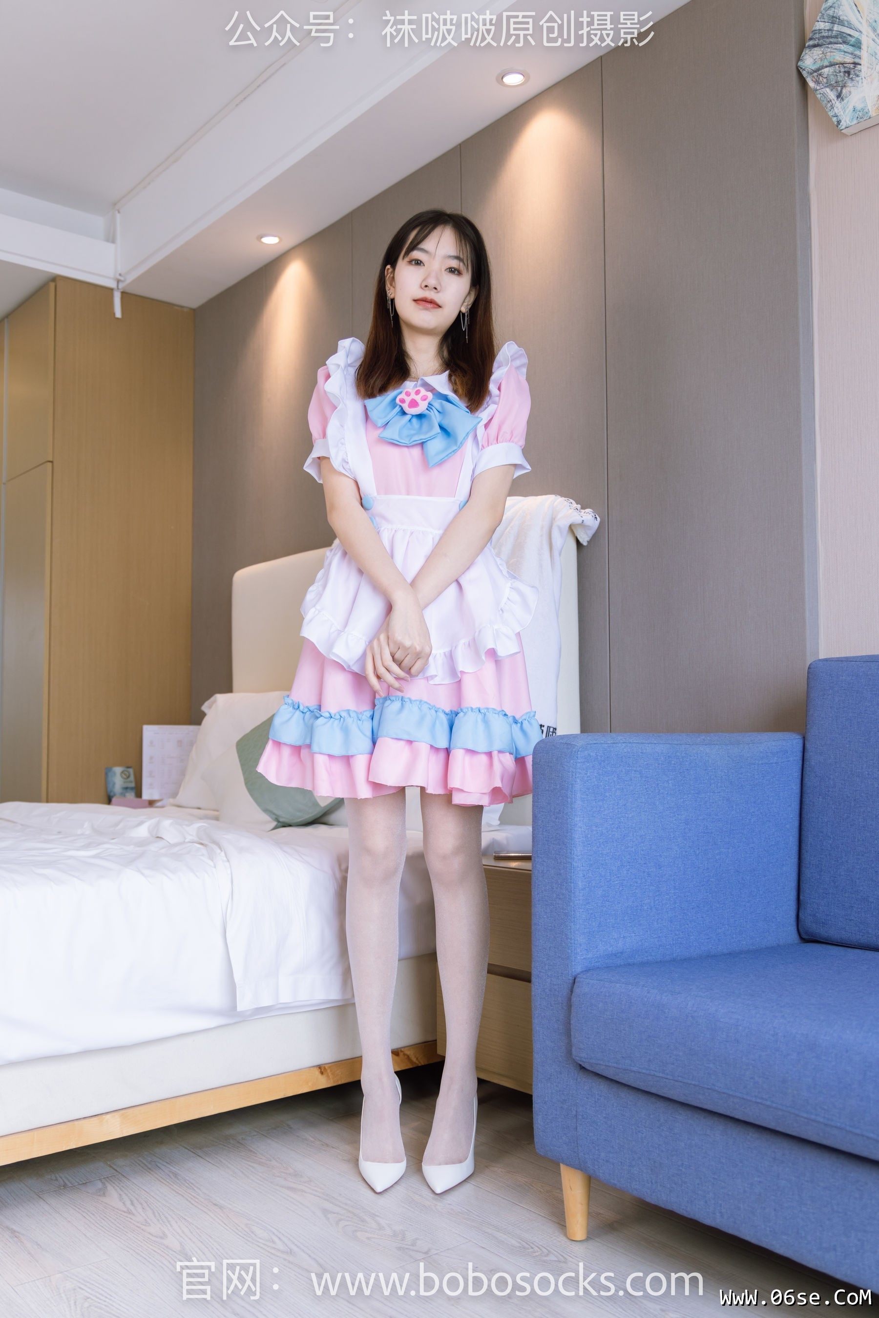BoBoSocks袜啵啵 No.154 小甜豆-两双高跟鞋、珠光白丝、女仆装[200P]-六色网