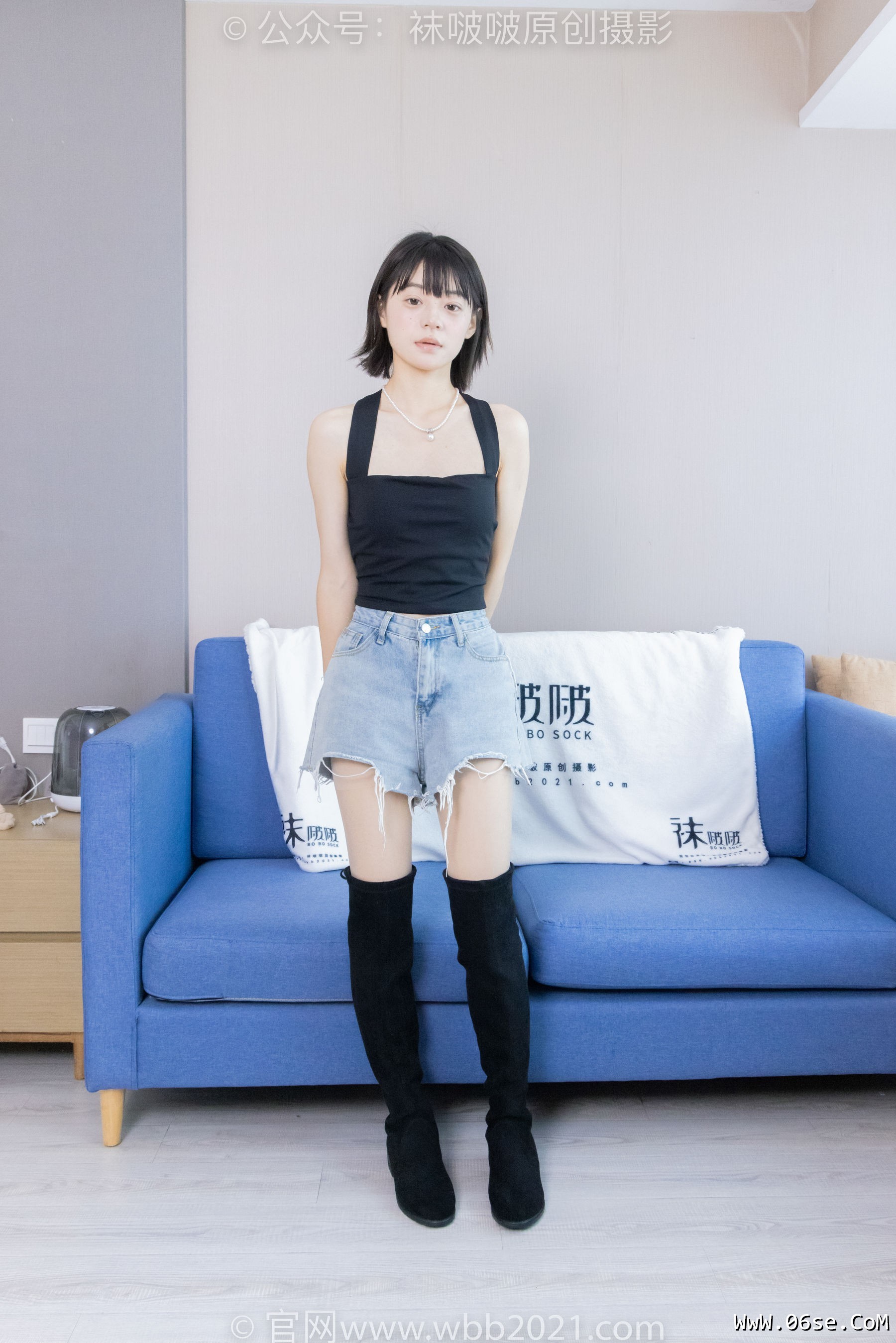 BoBoSocks袜啵啵 No.422 糯米 -长靴、白棉袜、肉丝[140P]-六色网