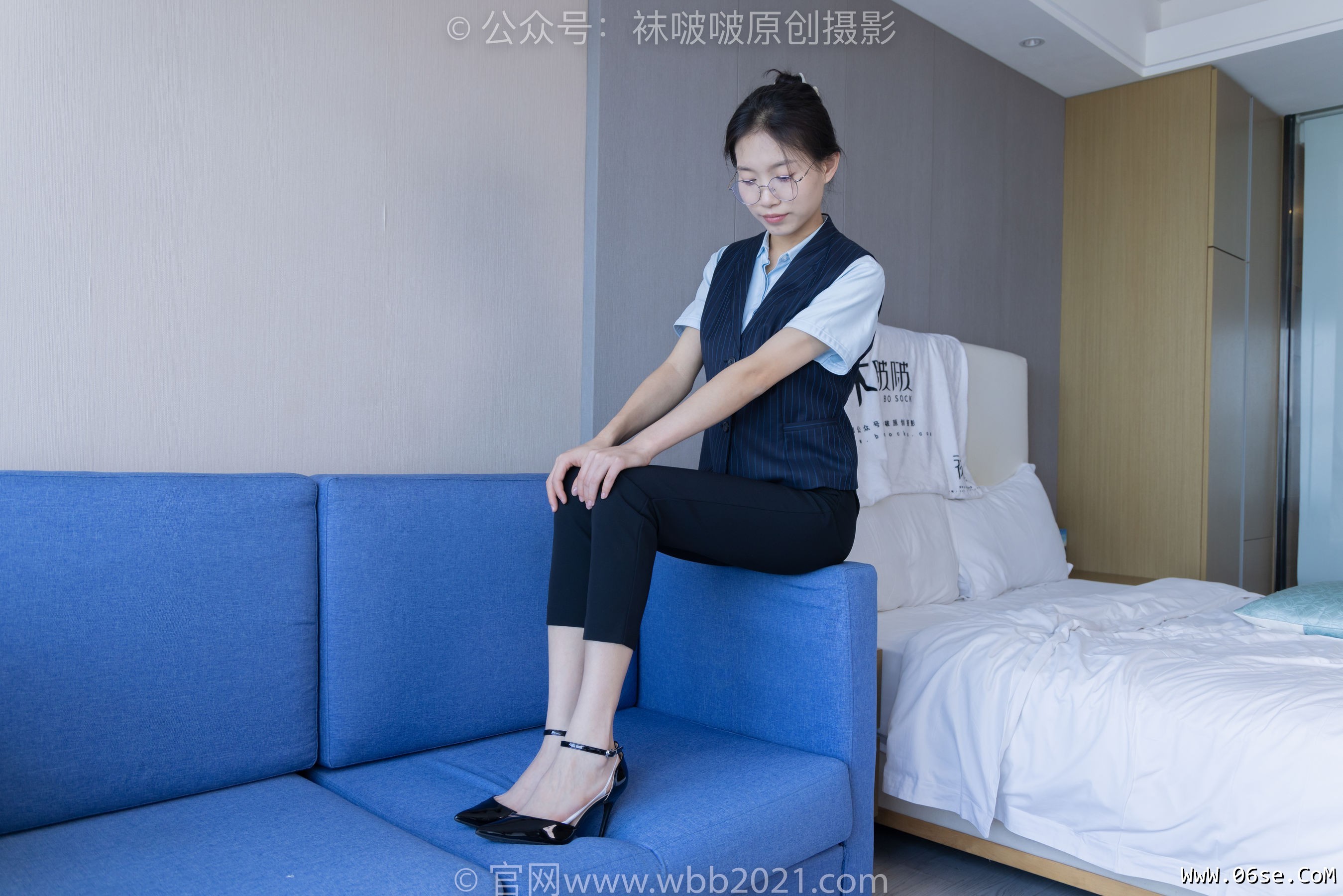 图片[63]-BoBoSocks袜啵啵 No.413 芝士 -高跟鞋、白色吊带船袜、银行制服[145P]-六色网