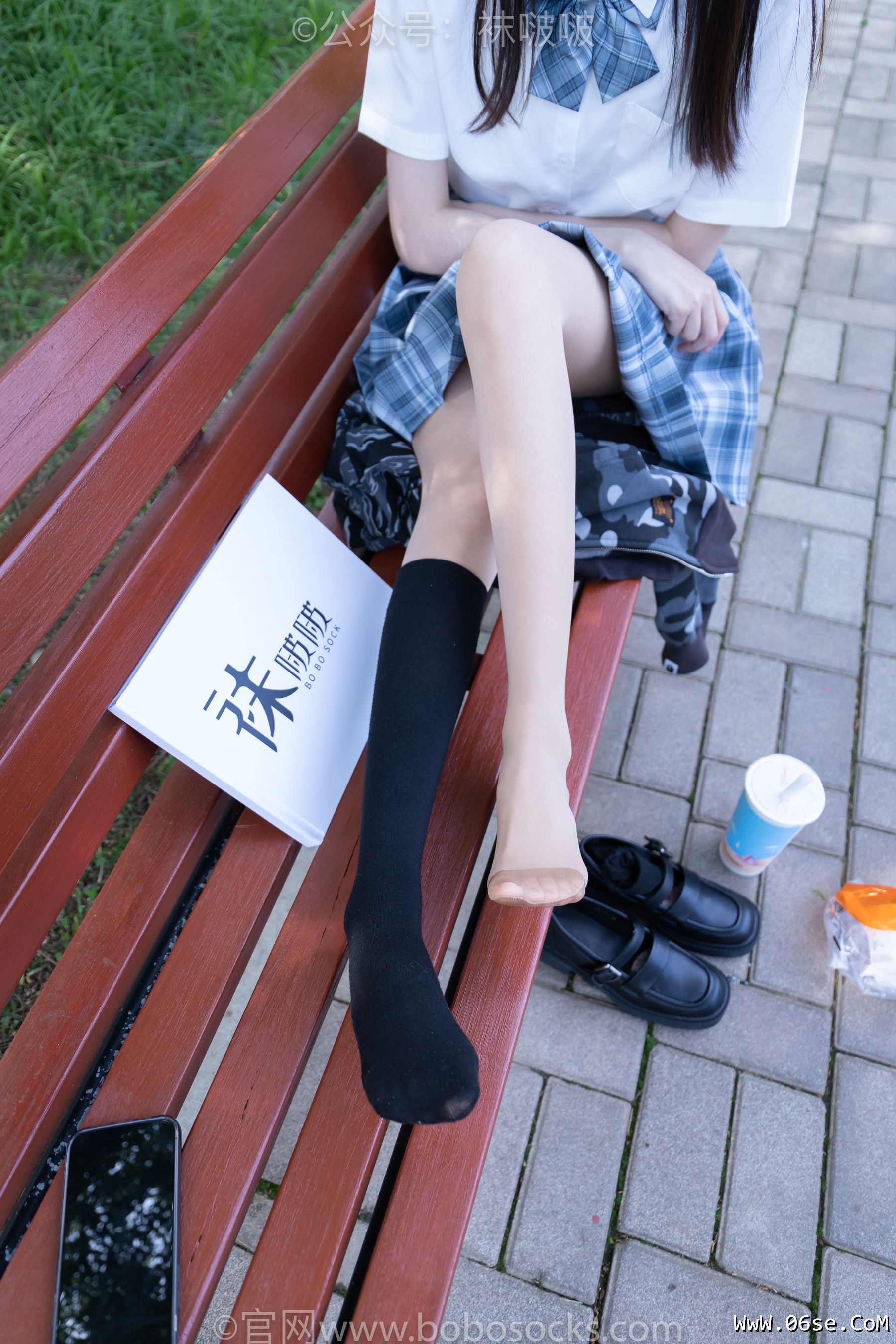 图片[106]-BoBoSocks袜啵啵 No.007 稚予-JK制服、皮鞋、黑色中筒棉袜、肉丝[143P]-六色网