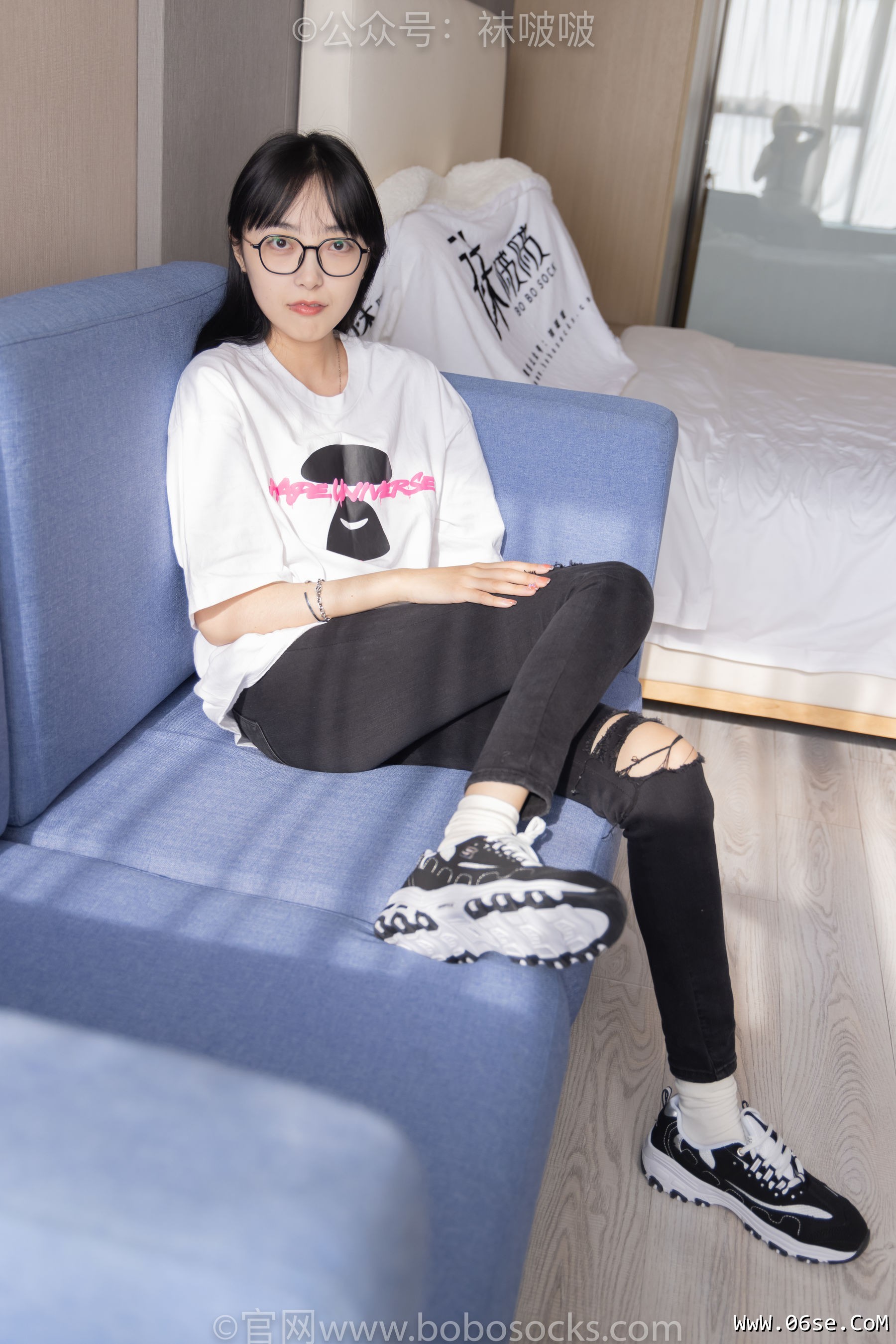图片[38]-BoBoSocks袜啵啵 No.055 稚予-斯凯奇运动鞋、白棉袜、黑棉袜[139P]-六色网