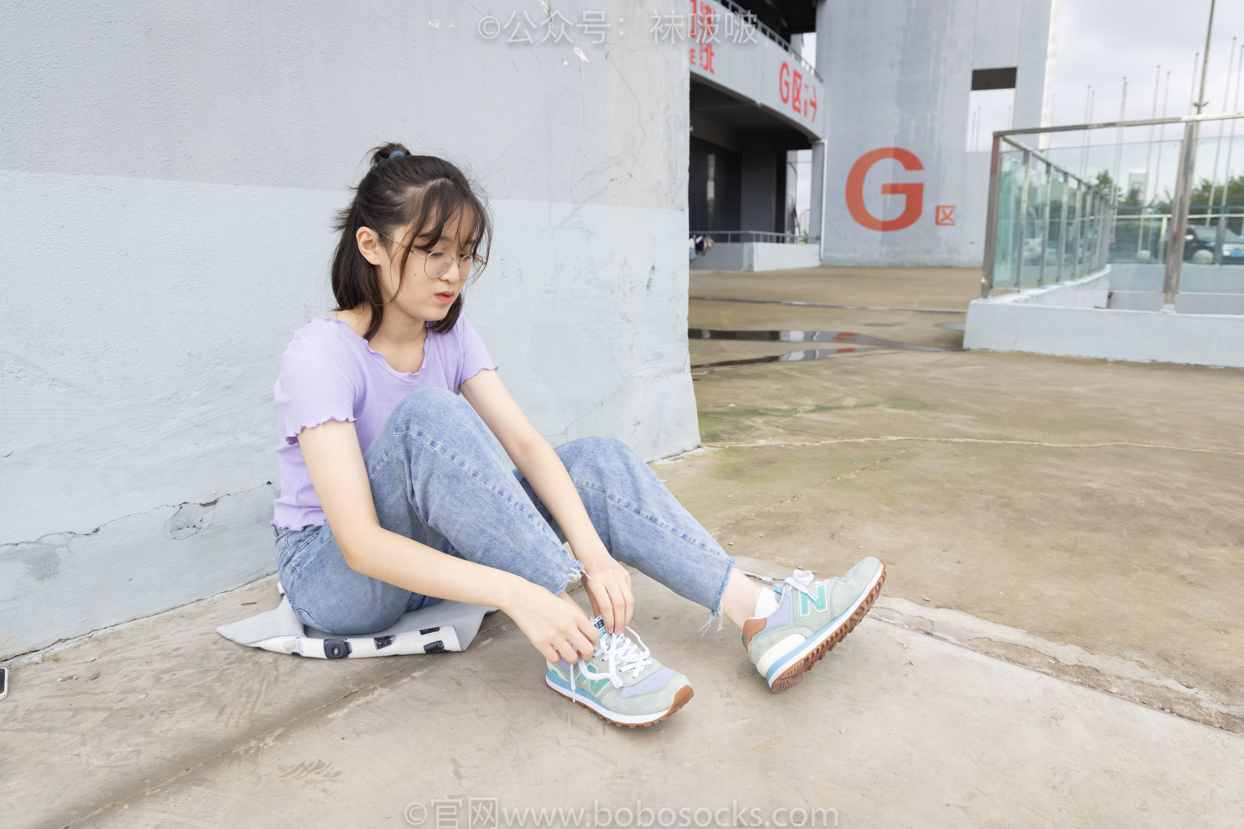 图片[42]-BoBoSocks袜啵啵 No.020 熊熊-NB运动鞋、蓝色短棉袜、裸足[150P]-六色网