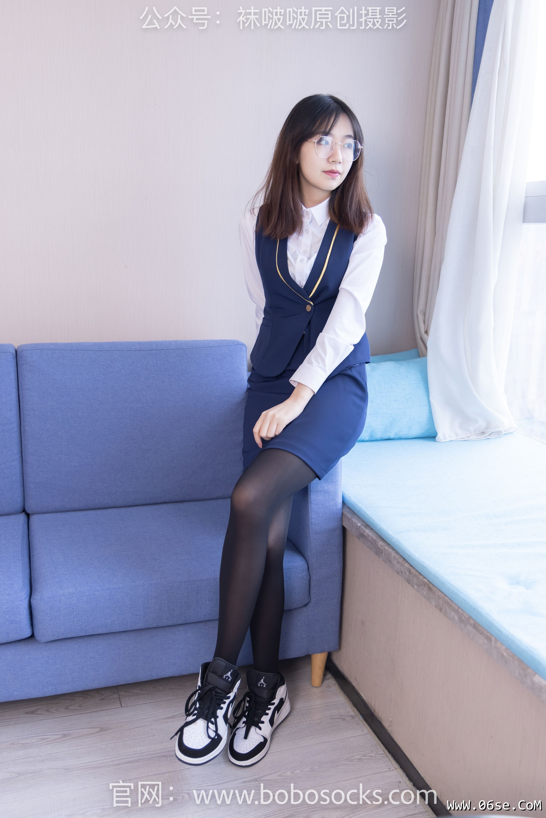 BoBoSocks袜啵啵 No.132 小甜豆-aj1板鞋、蓝色短靴、厚黑丝、厚红丝[145P]-六色网