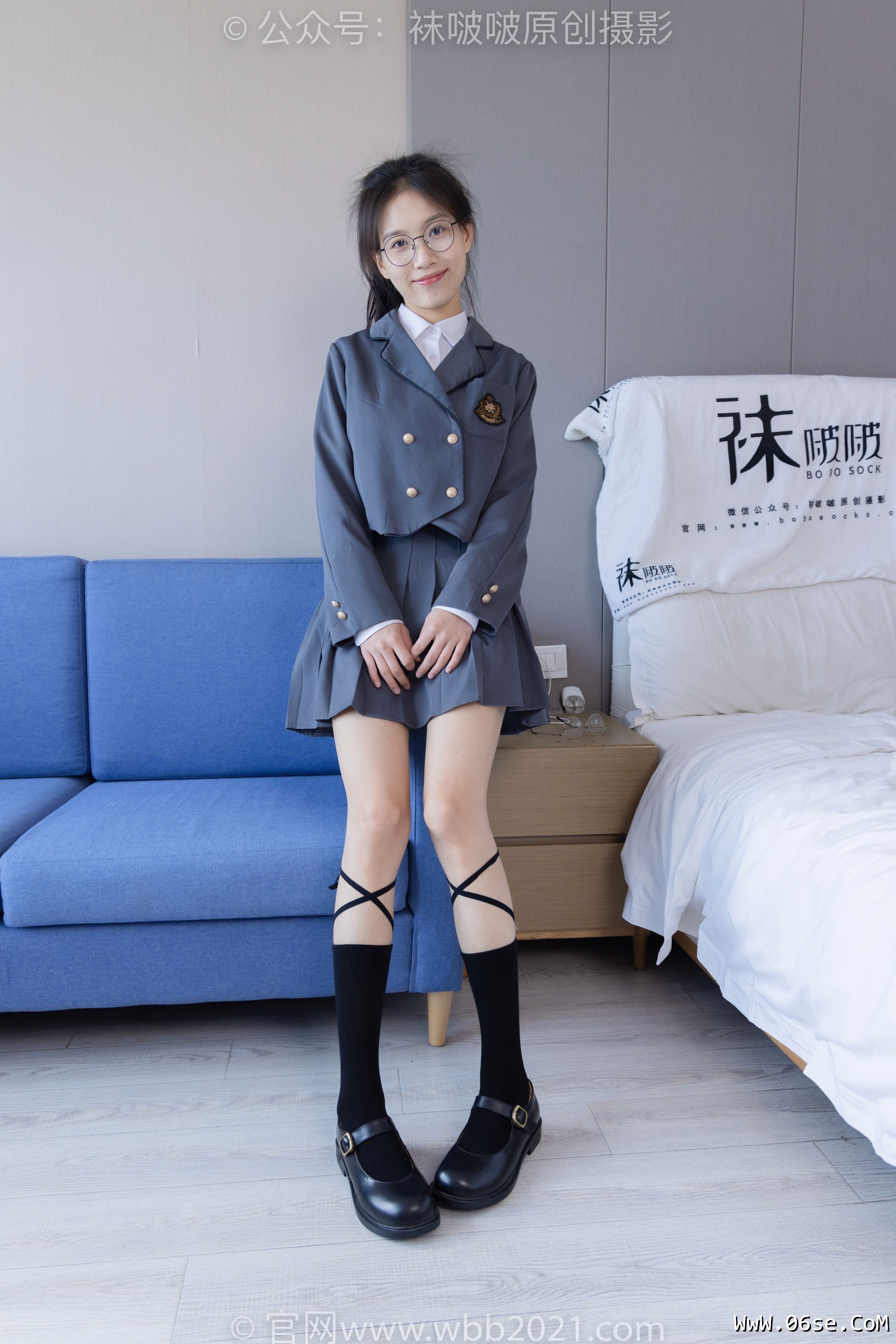 图片[23]-BoBoSocks袜啵啵 No.268 芝士 -黑皮鞋、绑带黑棉袜、学院制服[139P]-六色网