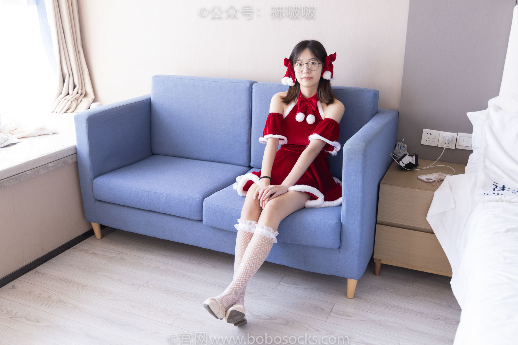 图片[10]-BoBoSocks袜啵啵 No.043 小甜豆-圣诞服、平底鞋、高跟鞋、白色渔网袜[164P]-六色网