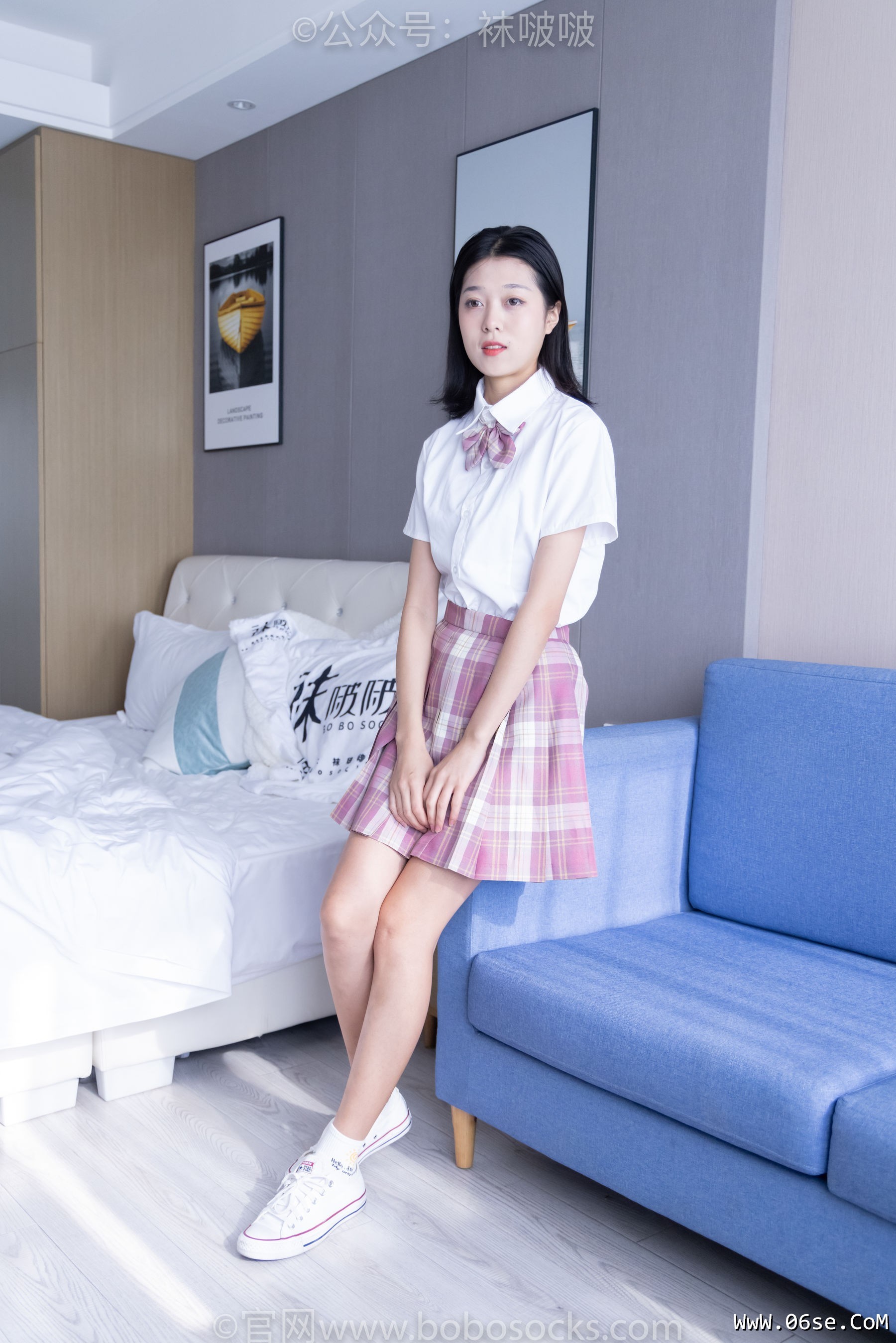 图片[2]-BoBoSocks袜啵啵 No.052 瑶瑶-JK制服、帆布鞋、白棉袜、裸足[133P]-六色网