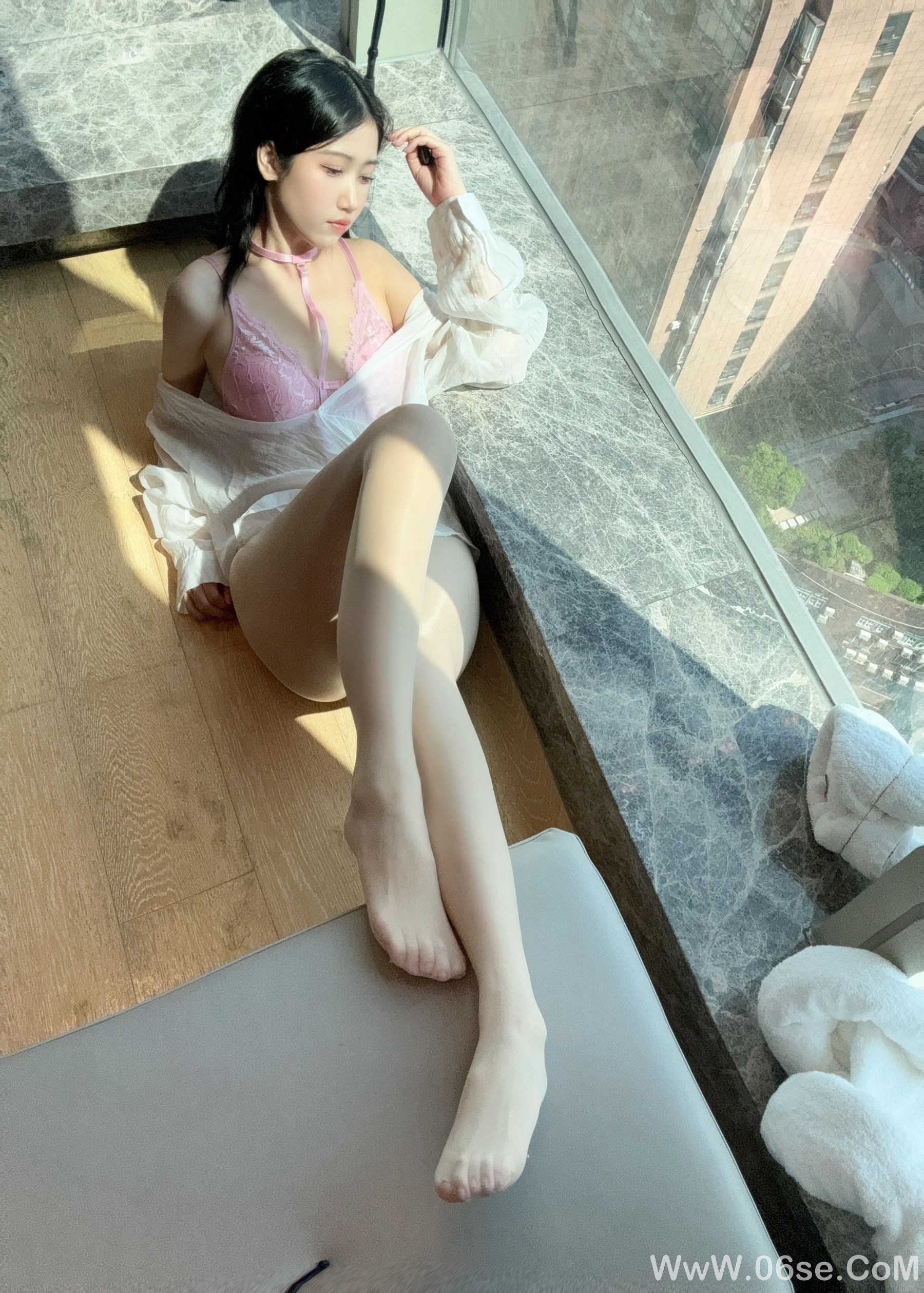 图片[20]-微博人气Coser不呆猫 – 粉色衬衣女友[66P]-六色网