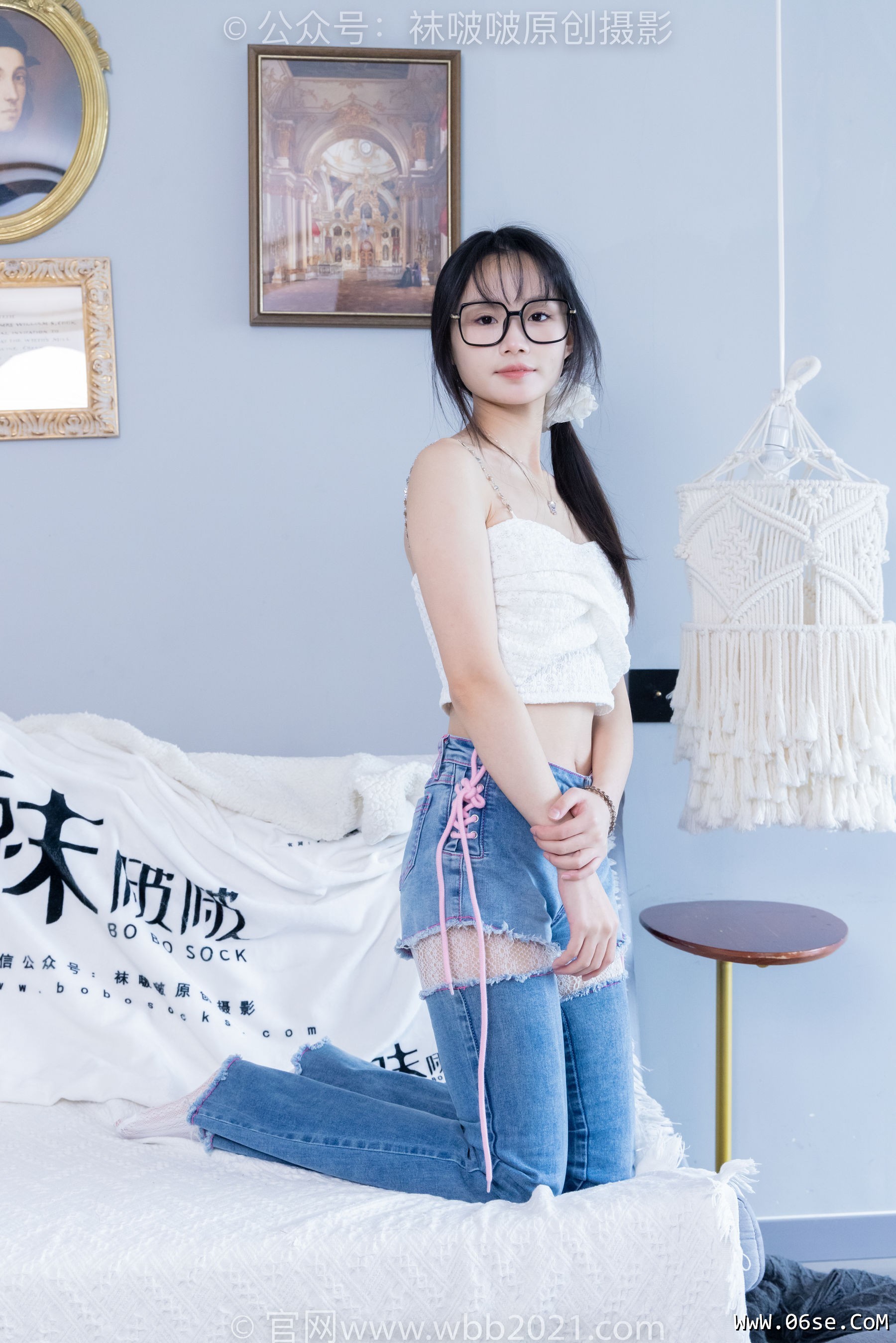 图片[78]-BoBoSocks袜啵啵 No.372 甜甜圈 -板鞋、白色蕾丝袜、可拆卸牛仔裤、裤里丝[140P]-六色网