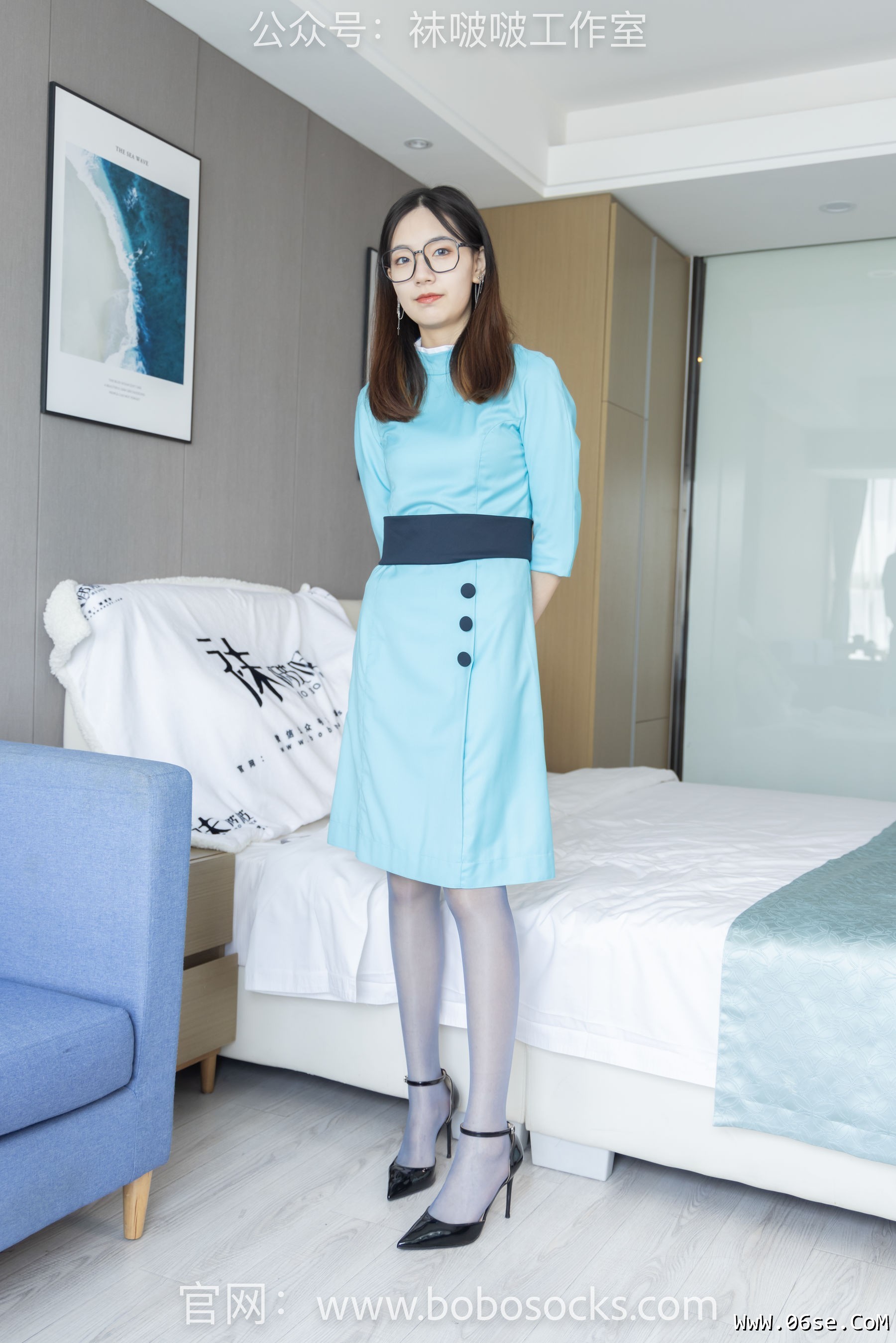 图片[75]-BoBoSocks袜啵啵 No.105 小甜豆-空姐制服、高跟鞋、蓝色丝袜[140P]-六色网