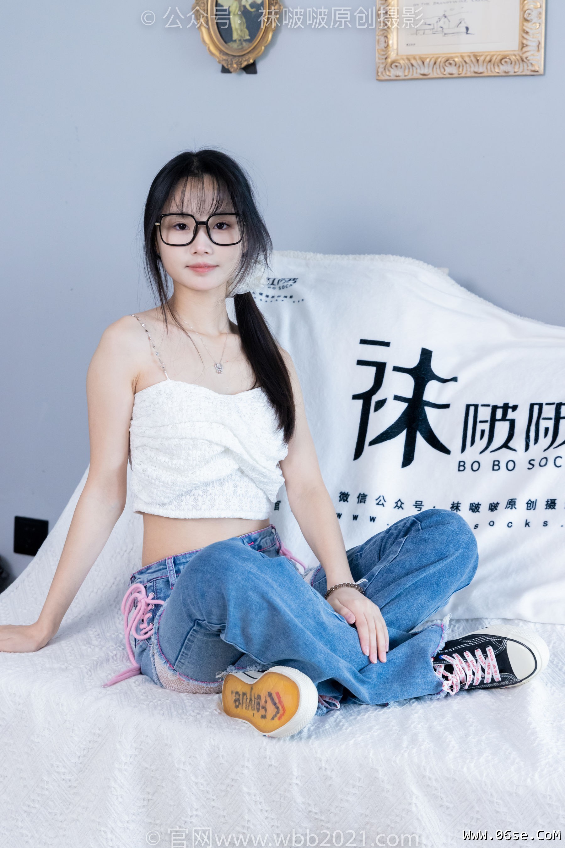 图片[57]-BoBoSocks袜啵啵 No.372 甜甜圈 -板鞋、白色蕾丝袜、可拆卸牛仔裤、裤里丝[140P]-六色网