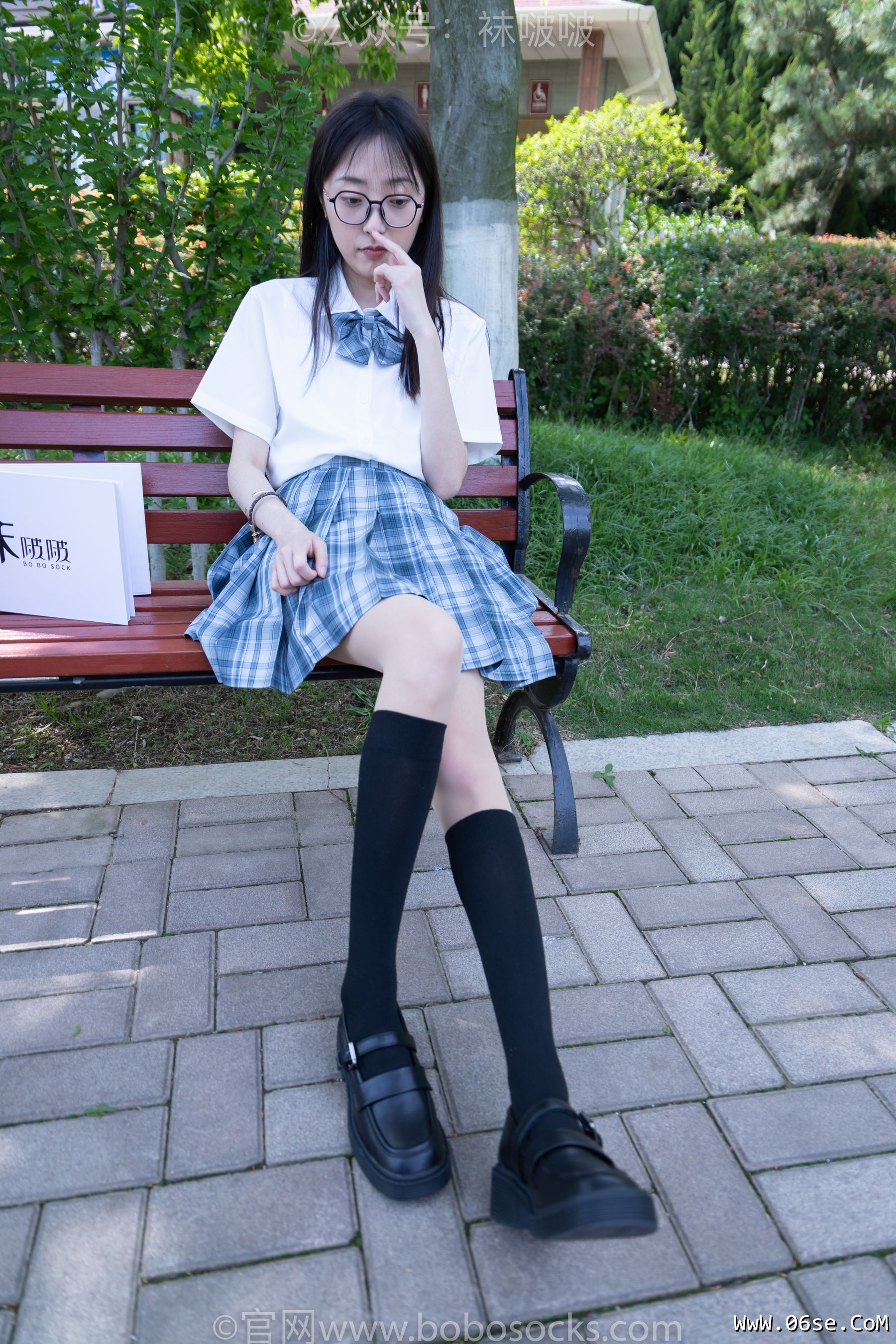 图片[28]-BoBoSocks袜啵啵 No.007 稚予-JK制服、皮鞋、黑色中筒棉袜、肉丝[143P]-六色网