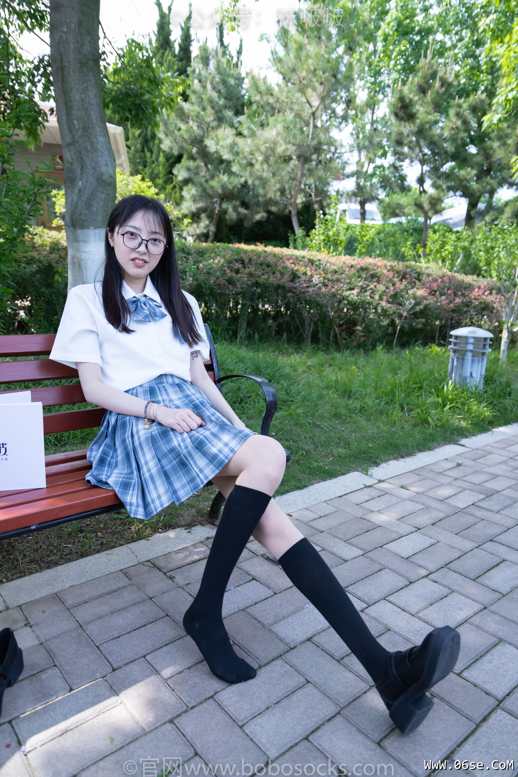 图片[58]-BoBoSocks袜啵啵 No.007 稚予-JK制服、皮鞋、黑色中筒棉袜、肉丝[143P]-六色网