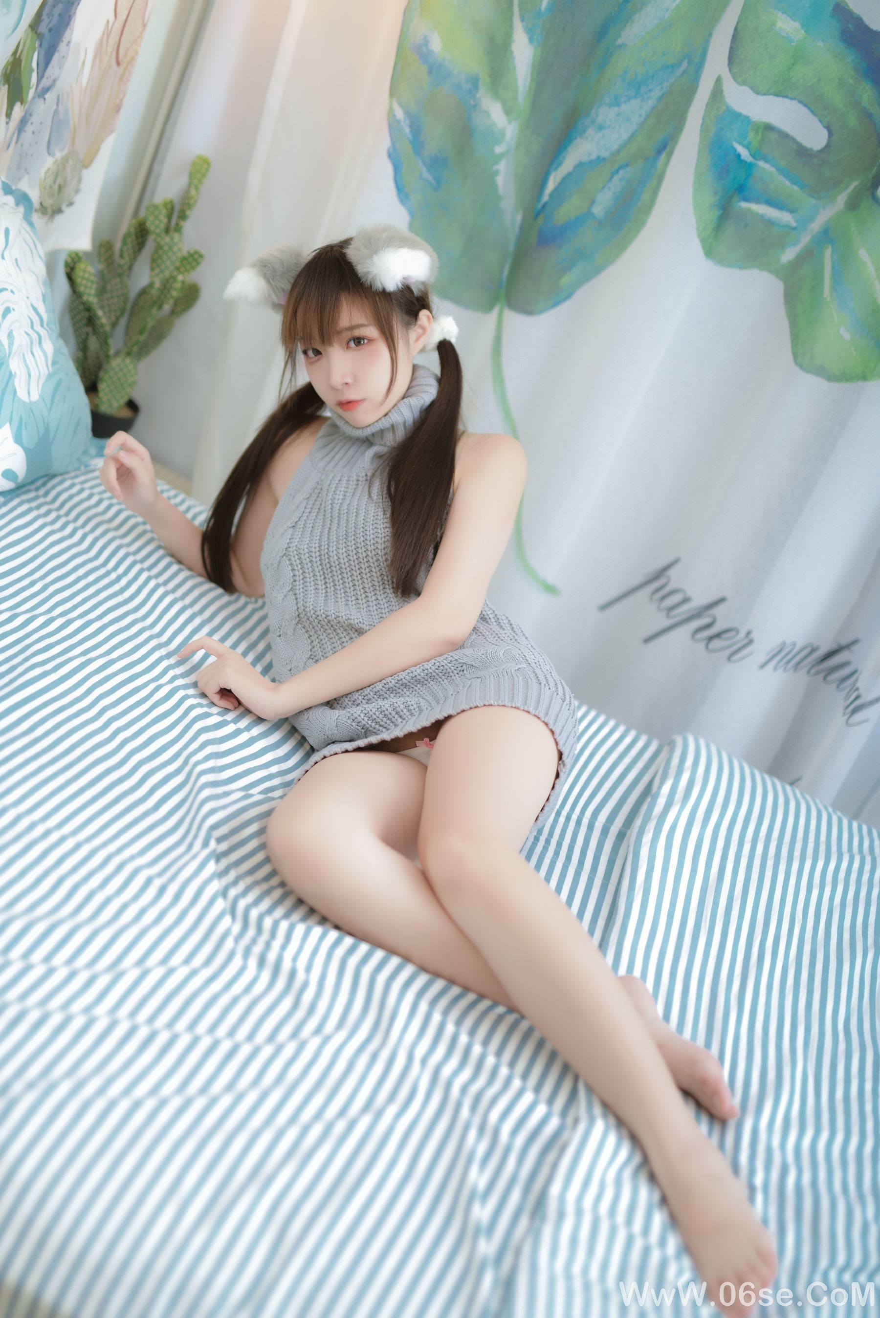 图片[2]-人气Coser二佐Nisa 宠物少女 私房露背毛衣[17P]-六色网