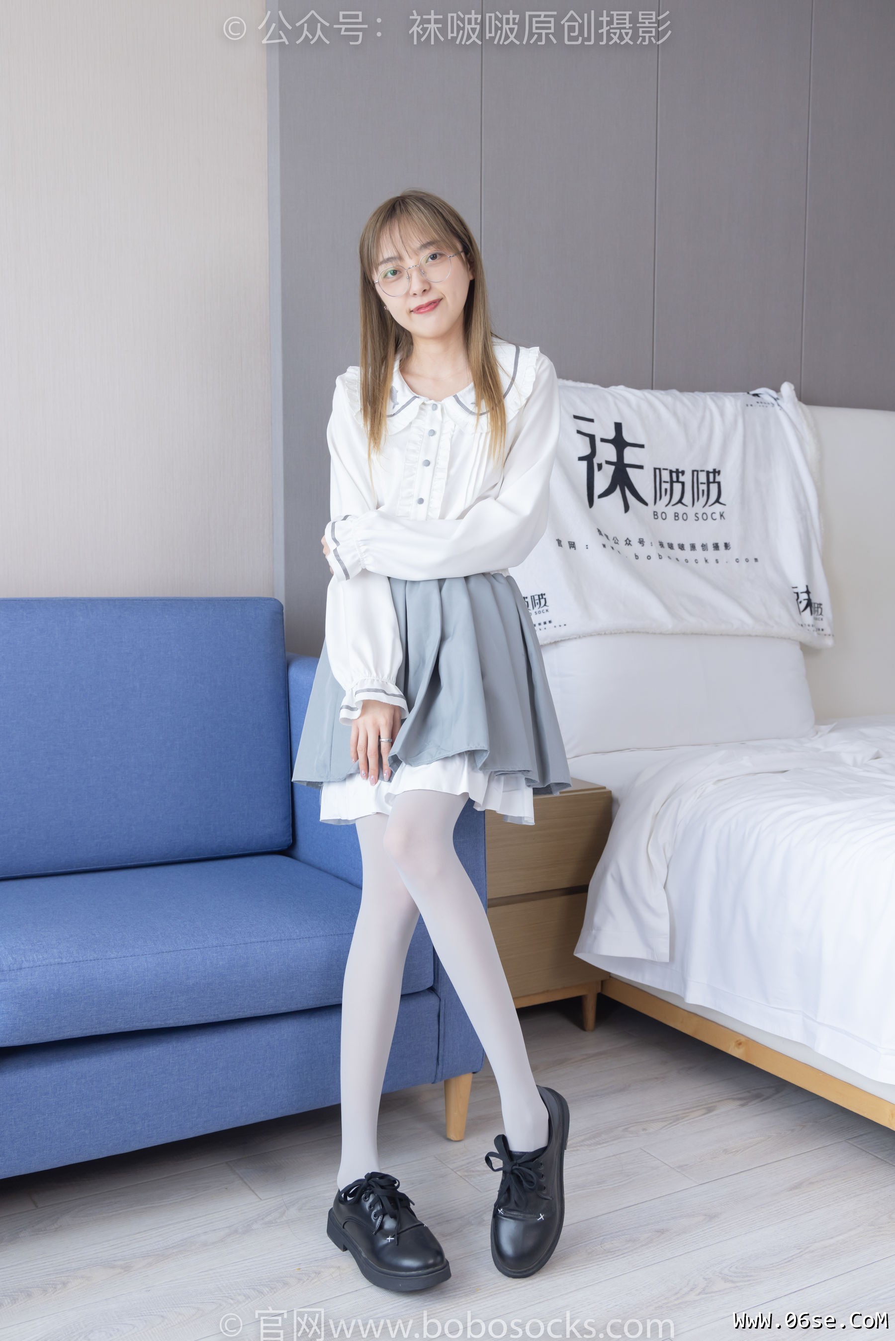 BoBoSocks袜啵啵 No.213 稚予 -黑皮鞋、厚灰丝[140P]-六色网