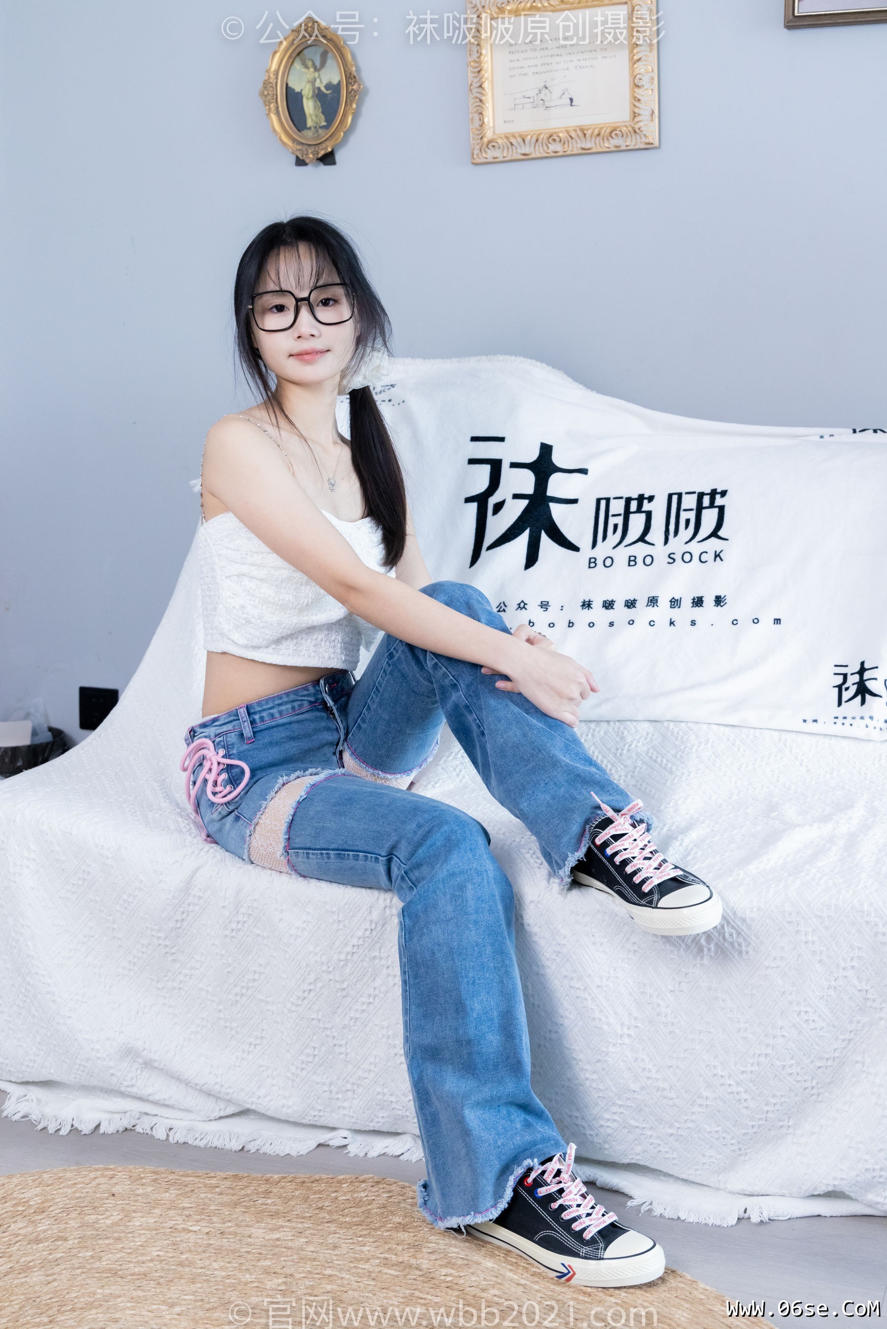 图片[54]-BoBoSocks袜啵啵 No.372 甜甜圈 -板鞋、白色蕾丝袜、可拆卸牛仔裤、裤里丝[140P]-六色网