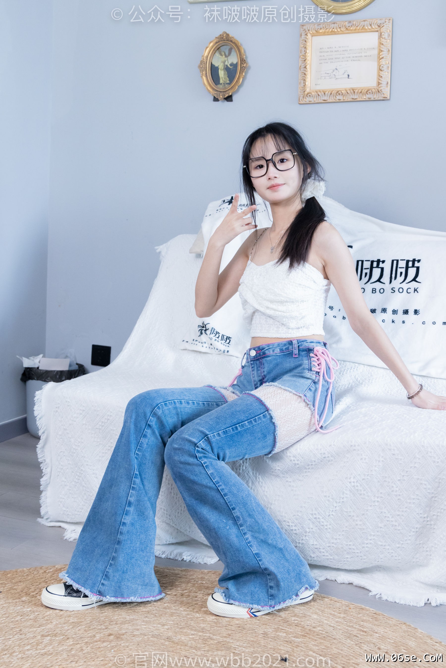图片[75]-BoBoSocks袜啵啵 No.372 甜甜圈 -板鞋、白色蕾丝袜、可拆卸牛仔裤、裤里丝[140P]-六色网