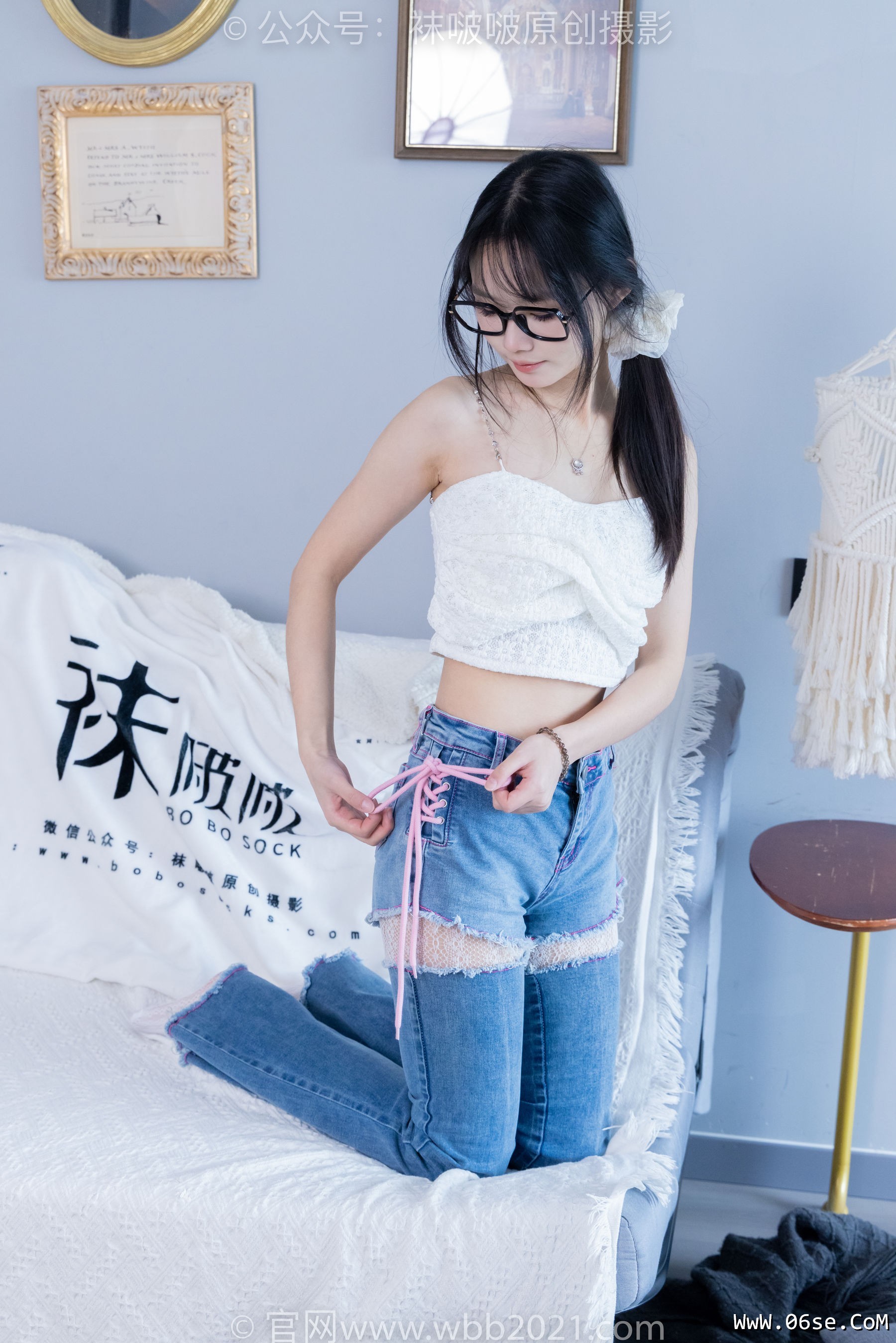 图片[80]-BoBoSocks袜啵啵 No.372 甜甜圈 -板鞋、白色蕾丝袜、可拆卸牛仔裤、裤里丝[140P]-六色网
